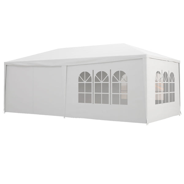 sconto Gazebo Tendone per Feste con Pareti Laterali Rimovibili Porte e Finestre 6x3m Bianco