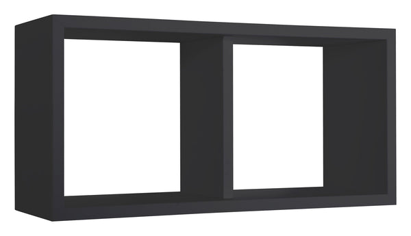 Etagère rectangulaire 2 compartiments muraux 70x30x23,7 cm en bois fibre Morgana Maxi Noir online
