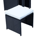 Set Salotto da Giardino in Rattan Sintetico 2 Poltrone Tavolo e 2 Poggiapiedi Nero 