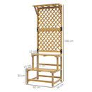 Fioriera con Grigliato a 2 Livelli con Tetto e Ripiani a Doghe 60x50x166 cm in Legno di Abete 