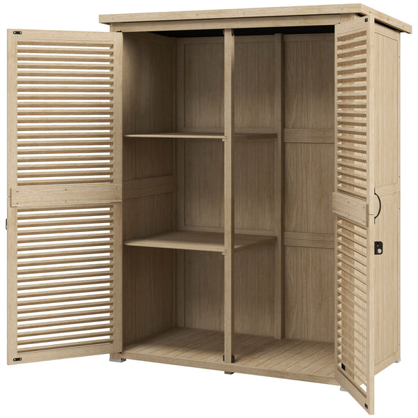 Armadio da Esterno a 2 Ripiani 127x65x159.5/168 cm in Legno di Abete sconto
