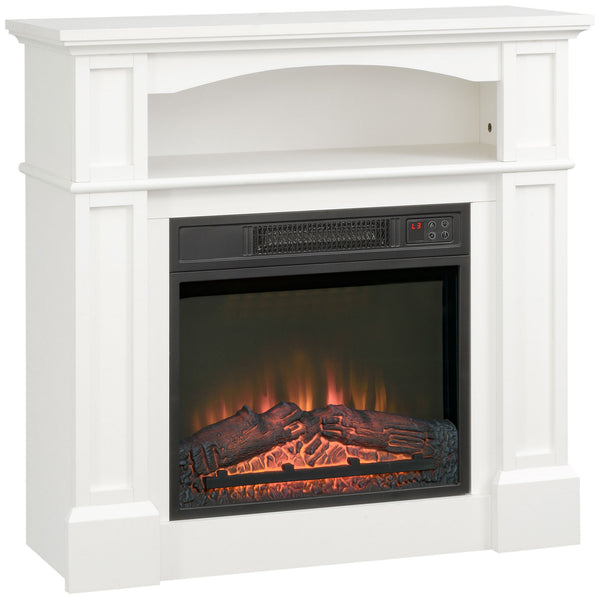 prezzo Camino Elettrico da Terra 1800 W con Effetto Fiamma LED Regolabile Telecomando e Timer in Legno e Vetro Bianco