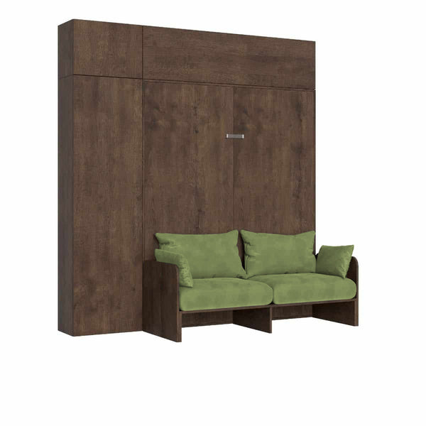 sconto Letto Matrimoniale A Scomparsa 160 Kentaro Con Divano E Mobili Noce e Verde