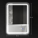 Specchio Bagno 70x50x3,5 cm LED con Bluetooth Illuminazione Regolabile e Funzione Memory in Vetro Temperato      