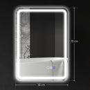 Specchio Bagno 70x50x3,5 cm LED con Bluetooth Illuminazione Regolabile e Funzione Memory in Vetro Temperato      