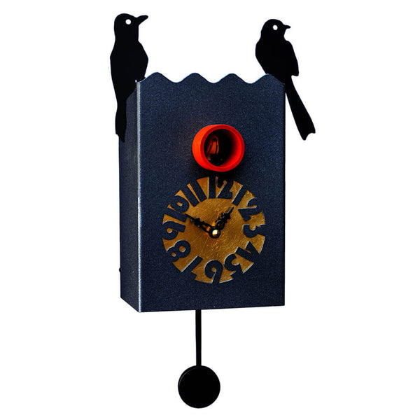 online Horloge Coucou Murale 14X28X13Cm Pirondini Italia Duetto Noir Graphite