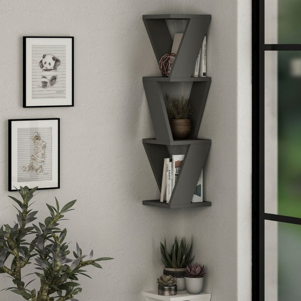 Bibliothèque d'angle suspendue Zena anthracite 22x22x85 cm sconto