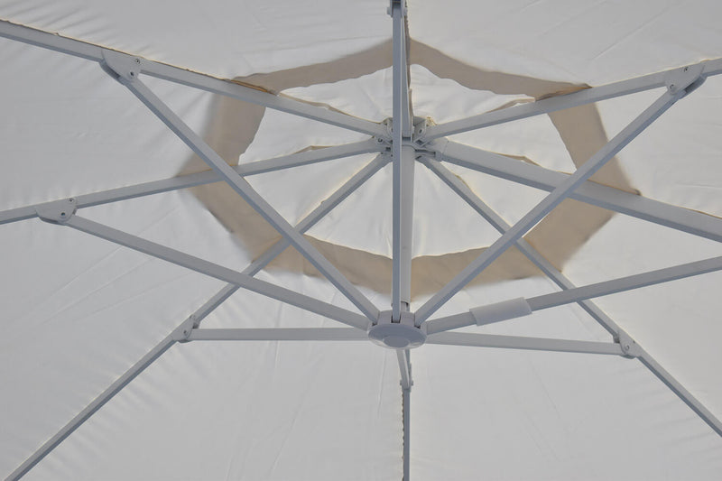 Ombrellone da Giardino Decentrato Ø3,5m in Alluminio Telo in Poliestere Mosini Jazz Bianco