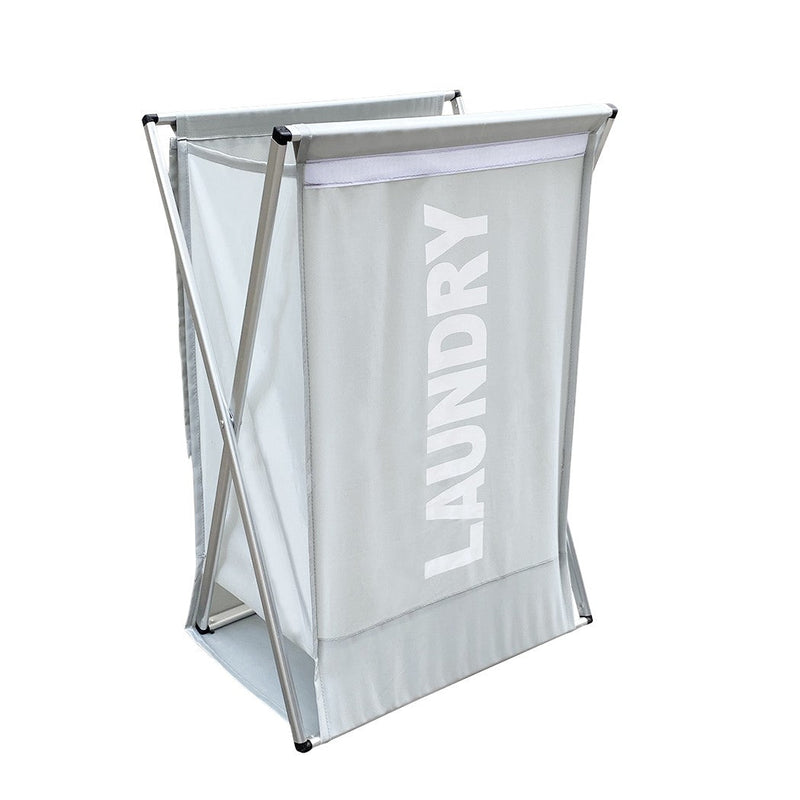 Cesto Portabiancheria 63x42x320 cm Richiudibile in Alluminio Grigio Chiaro