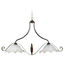 Sospensione 2xE27 Montatura Marrone Vetro Alabastro Bianco Sfumato Ambra E-Energy Aurora