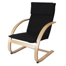 Poltrona Relax con Struttura in Legno Rivestimento Sfoderabile in Tessuto Nero