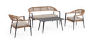 Set 4 Pezzi Salotto da Giardino con Divano 2 Poltrone e Tavolino in Alluminio e Fibra Sintetica Jandia Antracite e Naturale