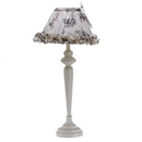 Lampada in metallo crema cm 30xh68 vintage con fiocco grigio