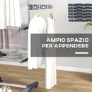 Stendino Verticale 3 Ripiani Regolabili 142x55x152 cm in Acciaio e Plastica Grigio e Argento  