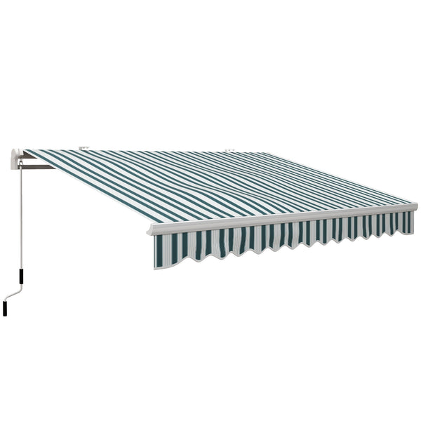 acquista Tenda da Sole a Bracci 395x245 cm Avvolgibile a Manovella Verde e Bianco