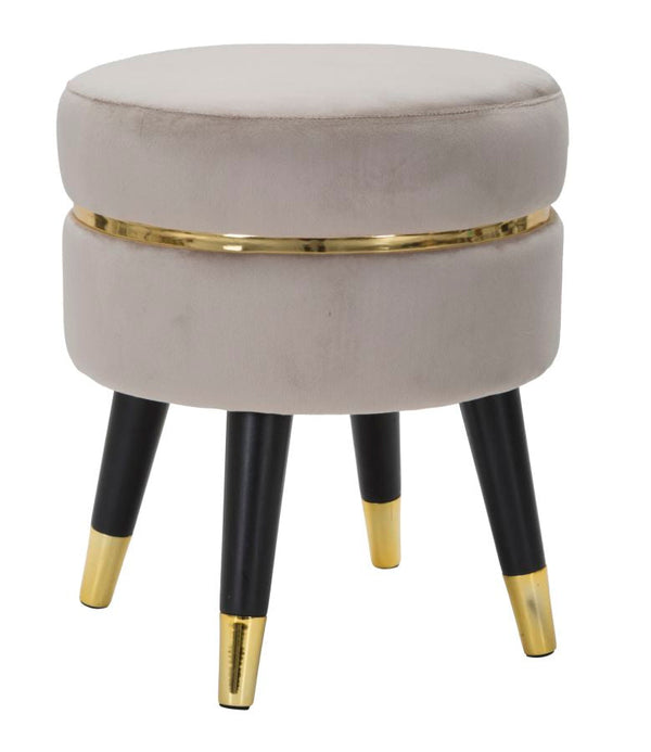 Tabouret Paris Ø35x40,5 cm en Métal Bois Éponge et Polyester Gris Noir et Doré sconto
