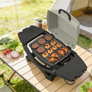 Barbecue Elettrico 2300W Portatile da Tavolo con Ripiani Laterali in Acciaio e Ghisa Nero      