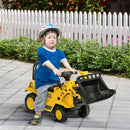 Escavatore Cavalcabile per Bambini 80x26,5x39 cm con Benna e Vano Contenitore in PP e ABS Giallo e Nero  