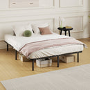 Letto Matrimoniale Industriale 190x140x31 cm a 28 Doghe con Spazio Contenitore in Legno e Acciaio Nero e Legno      