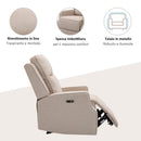 Poltrona Relax Elettrica Reclinabile con Presa USB di Ricarica in Tessuto Effetto Lino Beige