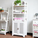 Libreria Mobile 3 Ripiani 2 Ante 45x25x118 cm in Legno Massello Fumer Antibes Bianco