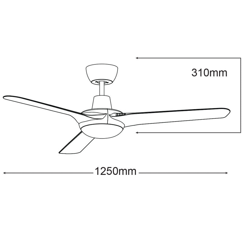 Ventilatore da Soffitto 3 Pale in Abs Ø125 cm 3 Velocità Martec Cruise Bianco