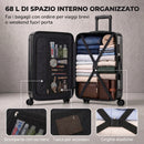Valigia Rigida Media 68 L 66x43x27 cm Espandibile con 4 Ruote Girevoli e Angoli Protettivi in ABS Nero      