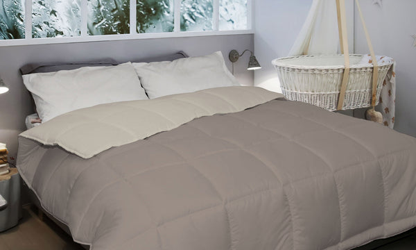 sconto Couette en Microfibre 300gr Double Face Noisette/Beige