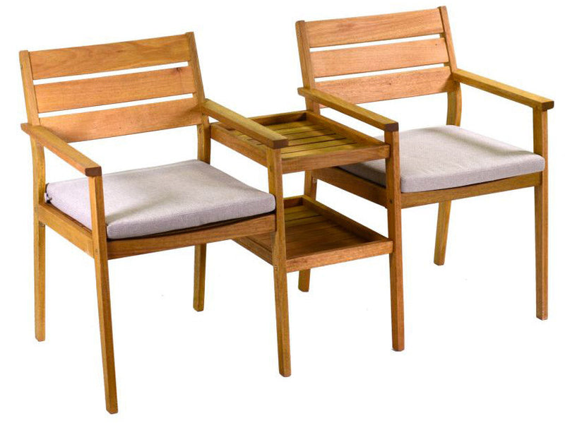 Poltrona da Giardino 2 Posti in Legno Naturale Nanchino