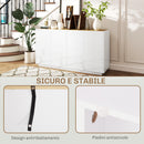 Credenza 2 Ante con Chiusura Ammortizzata 140x40x75 cm Bianco Lucido  