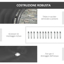 Pergola Addossata 3x4 m con Tettoia Retrattile e Manovella in Acciaio e Poliestere Grigio Scuro