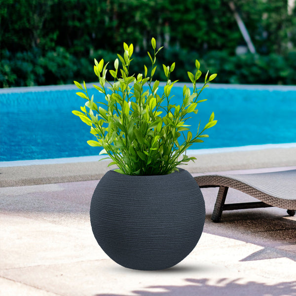 Vaso da Esterno Interno Design a Sfera Ø40x33 cm Botticelli in Resina Grigio sconto
