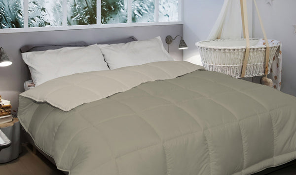 sconto Couette en Microfibre 300gr Double Face Taupe/Crème