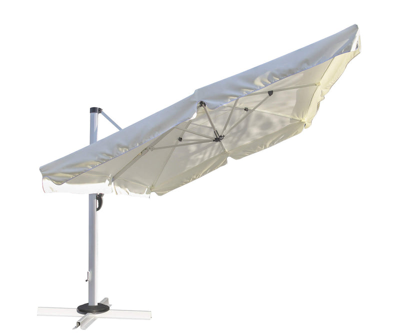 Ombrellone da Giardino Decentrato 3x4m in Alluminio e Poliestere Bianco