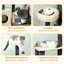 Albero Tiragraffi per Gatti Alto 92 cm con Casetta Lettino Pali in Sisal e Pallina Bianco Crema      