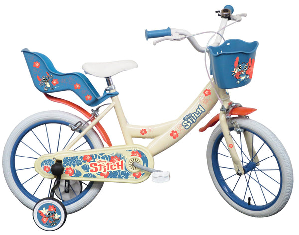 Bicicletta per Bambina 14"" 2 Freni con Licenza Disney Stitch Bianca prezzo