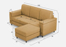Divano 3 Posti con Pouf 208x155x85 cm Marrak in Tessuto Ocra