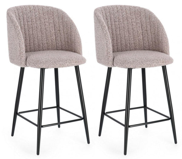 Lot de 2 tabourets Queen 53x59x97 cm en Bouclé Noir et Vison online