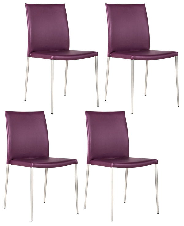 online Lot de 4 chaises 41,5x44xH85 cm en simili cuir Minnie violet
