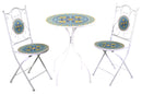 Set da Giardino Pieghevole in Metallo con Tavolo e 2 Sedie Brindisi Bianco