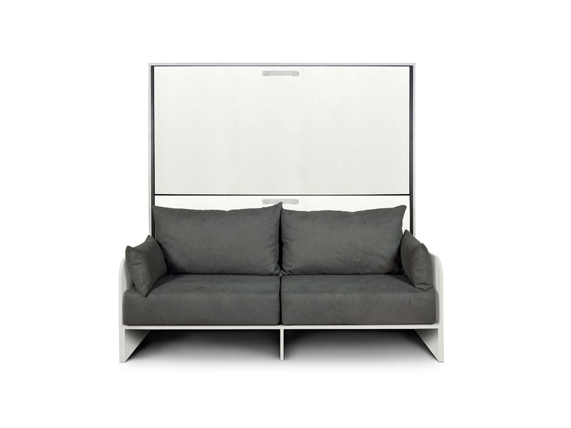 Letti Singoli a Scomparsa Salvaspazio con Sofà Kando H190,8 Bianco Frassino con Materassi