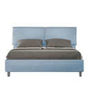 Letto Matrimoniale con Testata e Alzata Comoda Imbottito in Microfibra Mados Azzurro Varie Misure