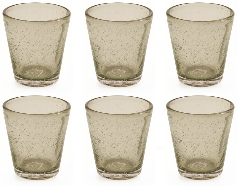 Set 6 Bicchieri Ø9x10 cm in Vetro Soffiato Villa d'Este Home Tivoli Cancun Grigi