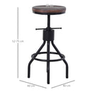 Sgabello Girevole Regolabile in Metallo e Legno di Pino  Nero e Marrone