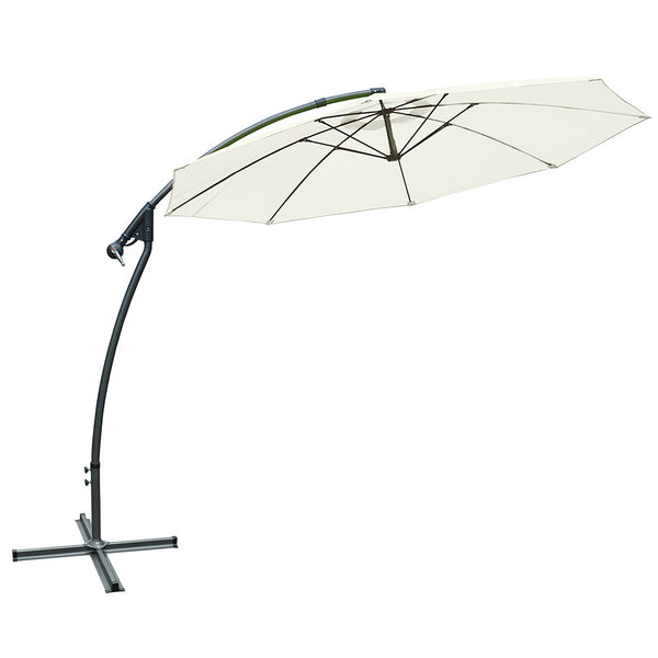 acquista Parasol Décentralisé Ø 300 Cm Structure Acier Jardin pour Mobilier Extérieur Ecru'