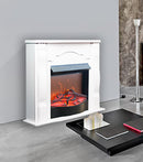 Camino Elettrico da Pavimento 88,3x95x30 cm Effetto Fiamma 1600W Clasic & Corsica Bianco