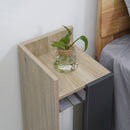 Set 2 Comodini Ripiano Aperto 27x25x60 cm in Truciolato Grigio e Legno Naturale