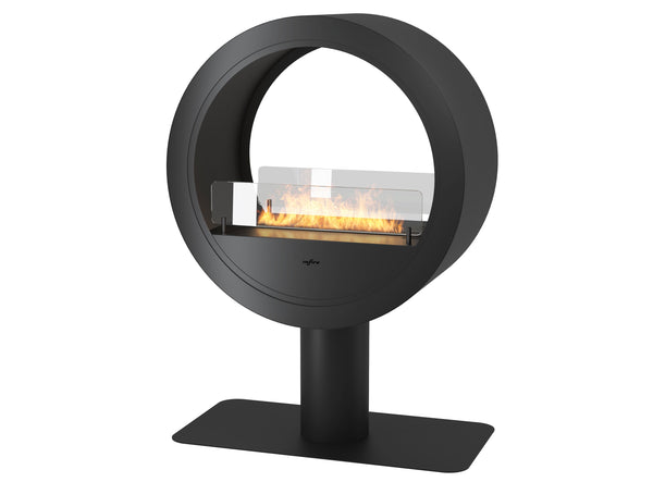 sconto Camino a Bioetanolo da Pavimento 72,5x100x37,5 cm Incyrcle 2Side Stand Nero con Vetro