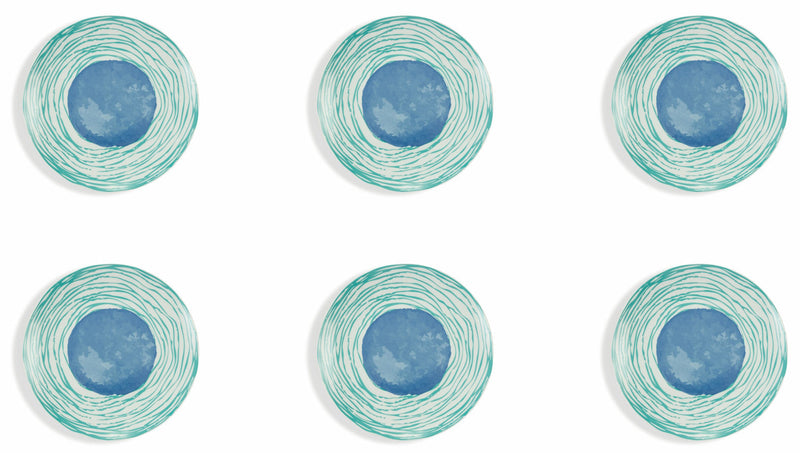 Set 6 Piatti Piani Ø27x2,5 cm in Porcellana Villa d'Este Home Tivoli Marea