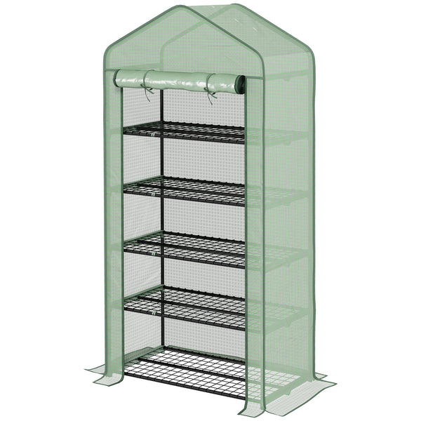 Serra a Casetta a 5 Livelli con Ingresso Avvolgibile 90x49x193 cm in Acciaio e Polietilene Verde acquista